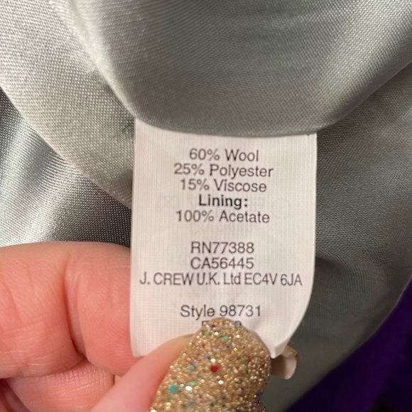 J. Crew Purple Wool Peacoat Classic Dress Coat 4 Small - Picture 10 of 10